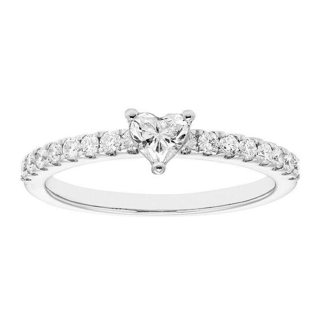 The Regal Collection IGL Certified 1/2 Carat T.W. Heart Diamond Ring, Womens 14k White Gold Product Image