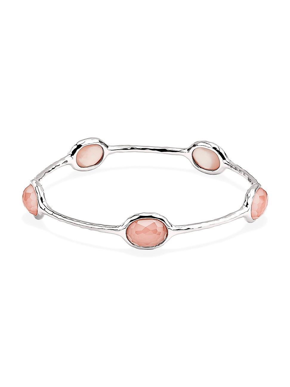 Womens Rock Candy Sterling Silver, Rock Crystal, & Shell Bangle Product Image