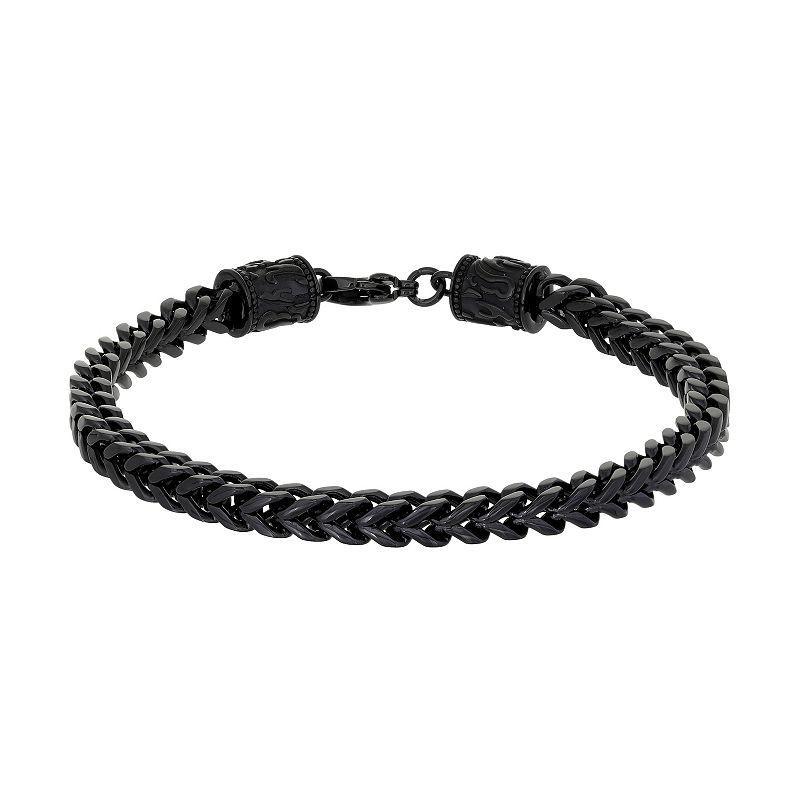 Mens LYNX Black Ion-Plated Stainless Steel Franco Chain Bracelet Product Image