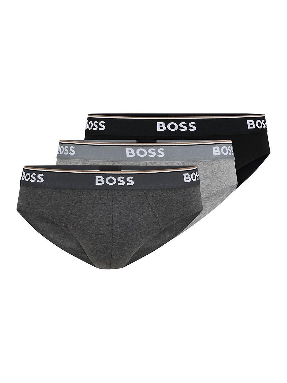 Mens Three-Pack Of Stretch-Cotton Briefs With Logo Waistbands Product Image