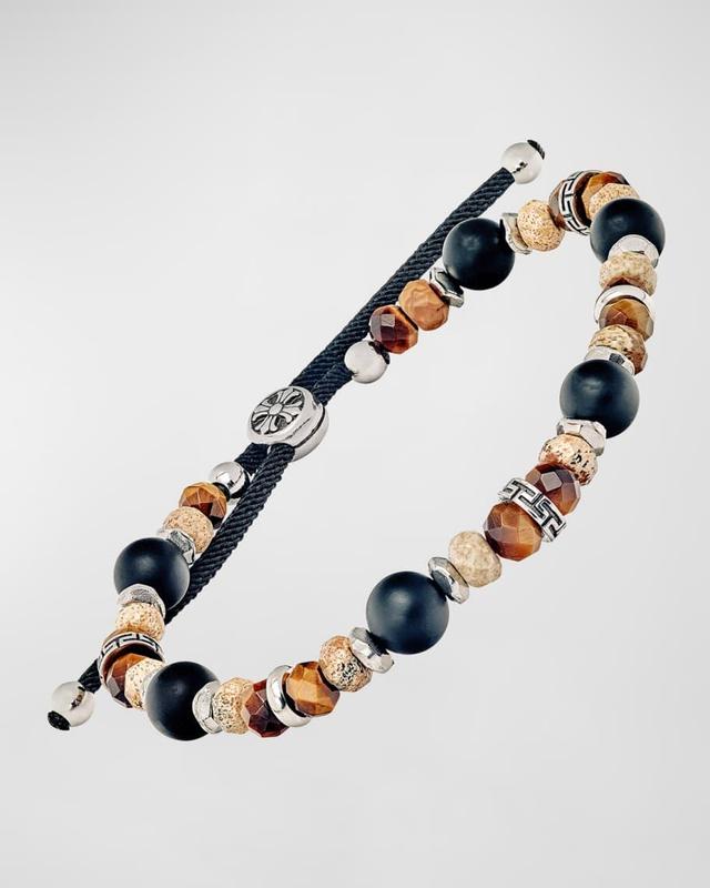 Men's Stainless Steel and Semi-Precious Beaded Bracelet Product Image