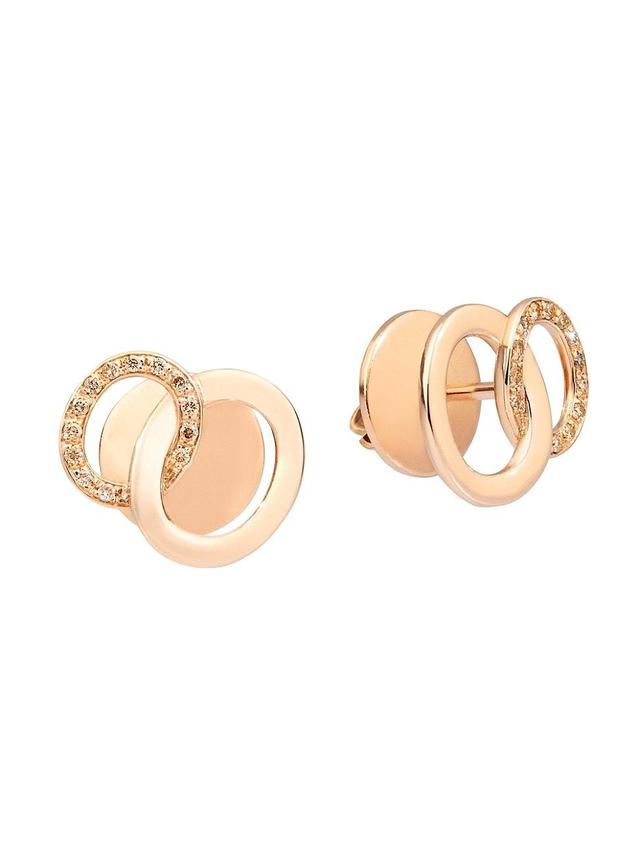 Womens Brera Rose Gold & Brown Diamond Circle Link Stud Earrings Product Image