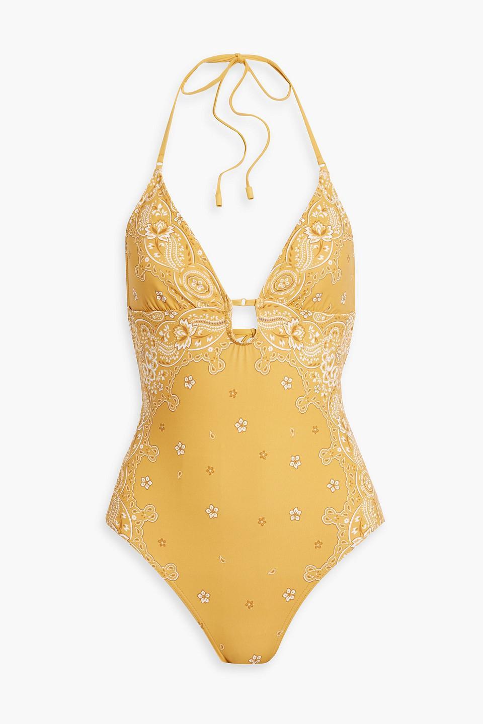 Separates Sculpt Cutout Paisley-print Swimsuit In Marigold Product Image