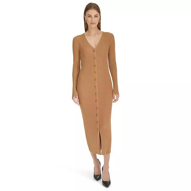 Womens Harper Rose Long Sleeve Button-Up V-Neck Maxi Sweater Dress Product Image