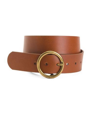 Leather Circle Buckle Belt For Women Product Image