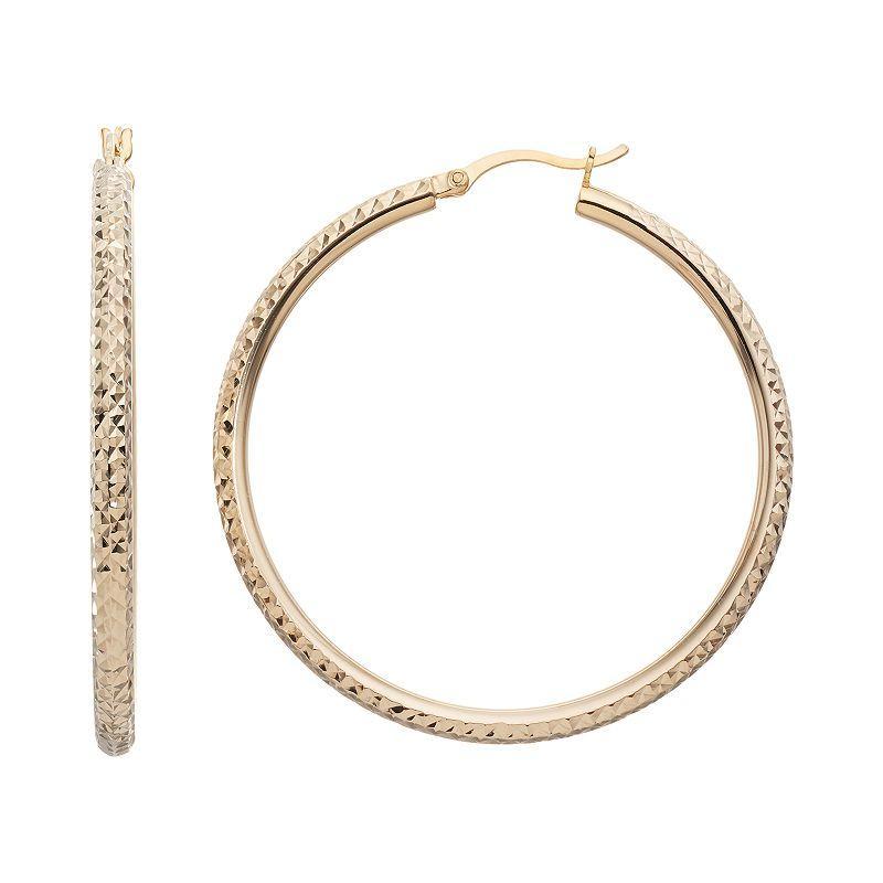 Sterling Silver Hoop Earrings, Womens, 18k Gold Over Silver Product Image