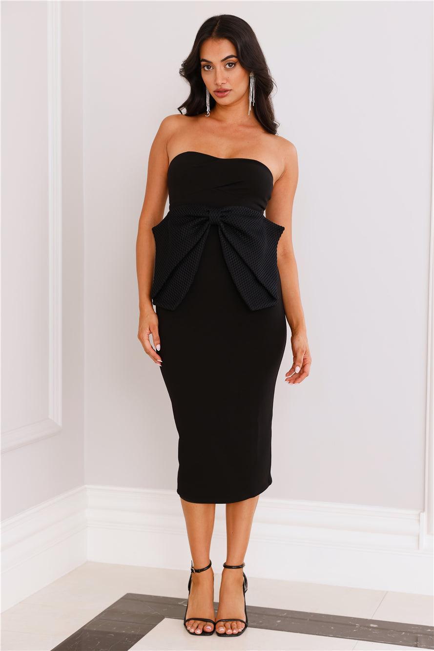 Finest Cocktail Event Strapless Midi Dress Black Product Image