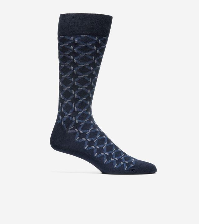 1 Pack Men's Geometric Print Dress Crew Socks Product Image