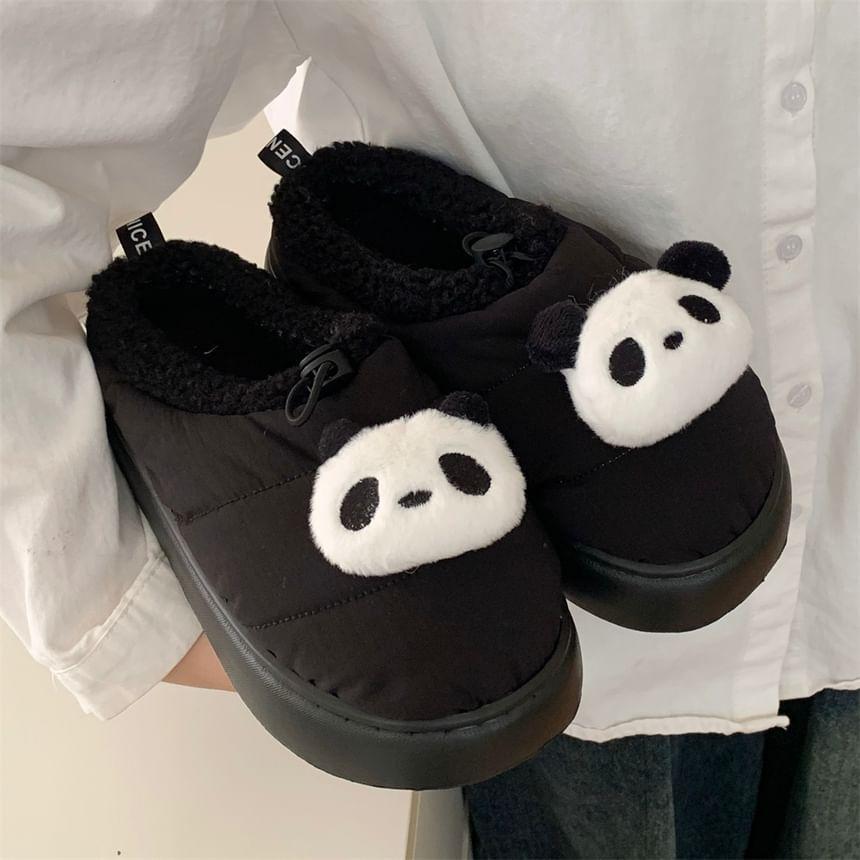 Panda Fleece-Lined Drawstring Slippers Product Image