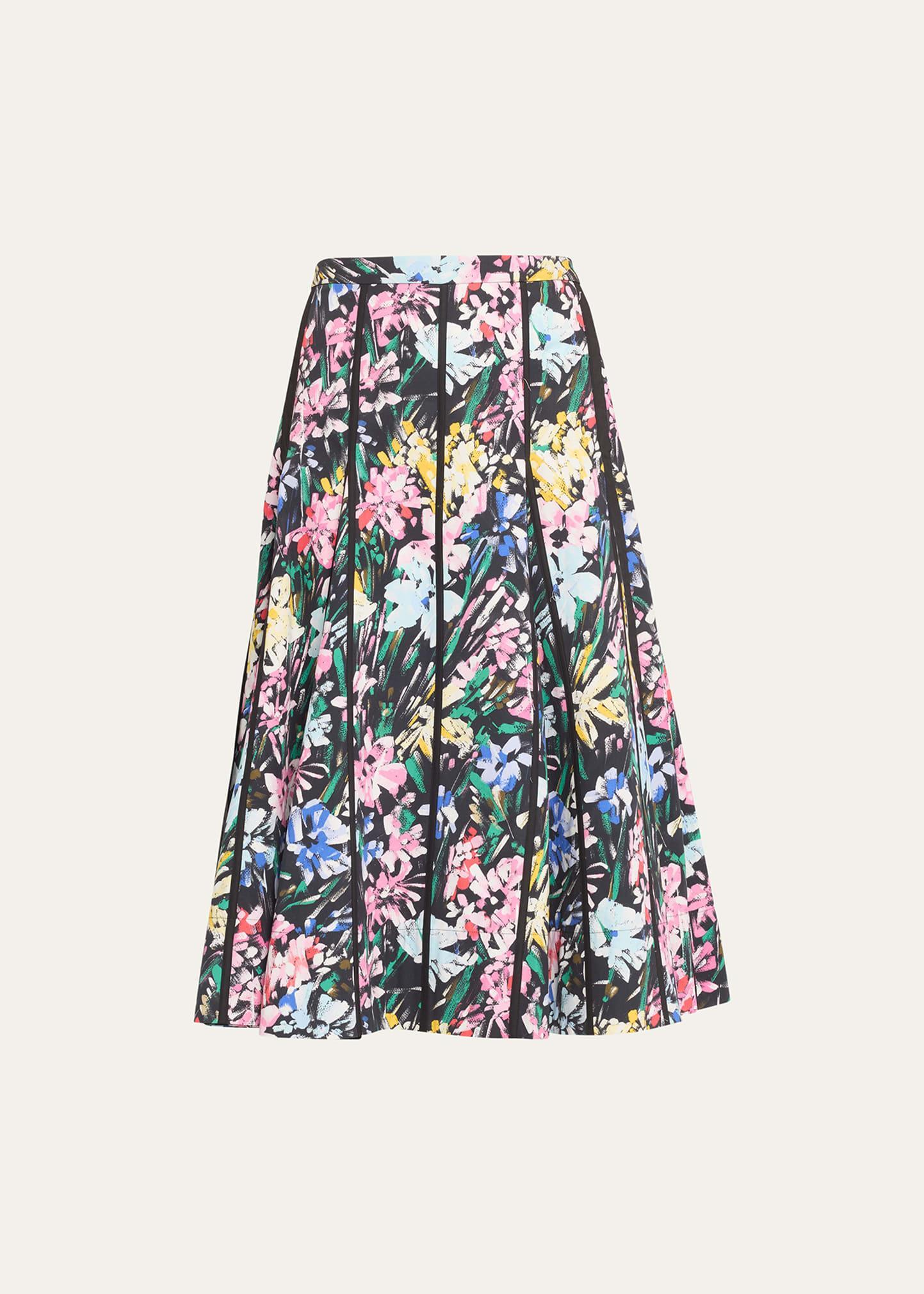 Womens Floweworks Cotton Godet Midi-Skirt Product Image