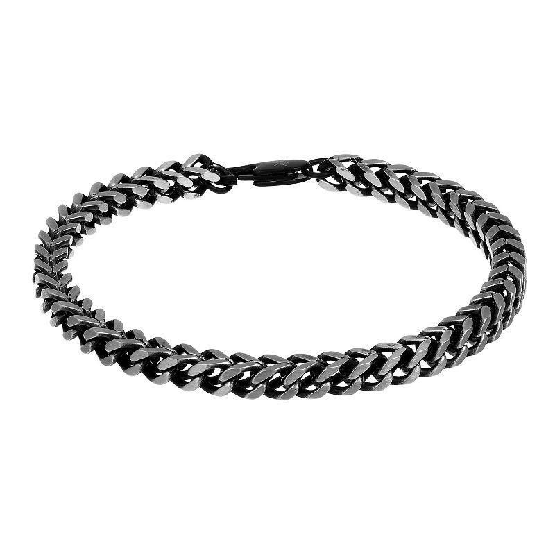 Mens LYNX Stainless Steel 5 mm Foxtail Chain Bracelet Black Tone Product Image