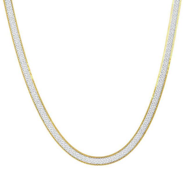 18k Gold Over Silver Two Tone Reversible Herringbone Necklace, Womens Product Image