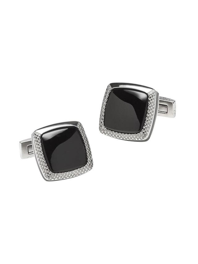 Mens Onyx Cushion Stainless Steel Cufflinks Product Image