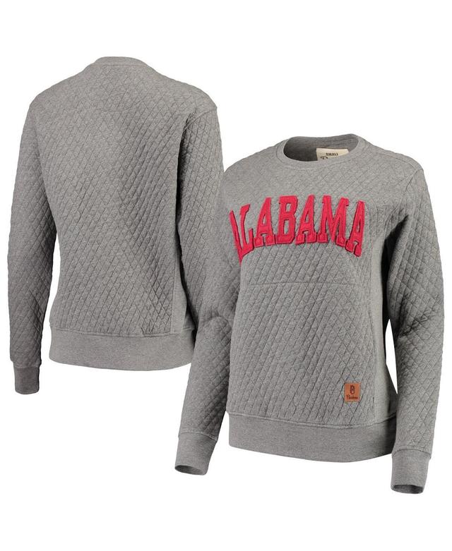 Womens Heathered Gray Alabama Crimson Tide Moose Applique Quilted Crewneck Sweatshirt Product Image