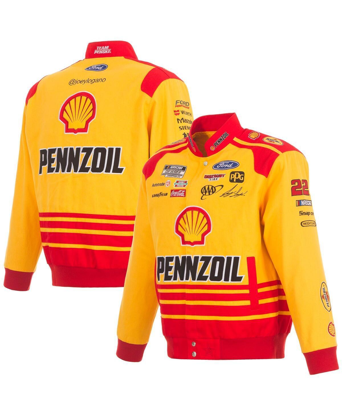 Jh Design Mens Yellow Joey Logano Shell Pennzoil Twill Driver Uniform Full-Snap Jacket Product Image