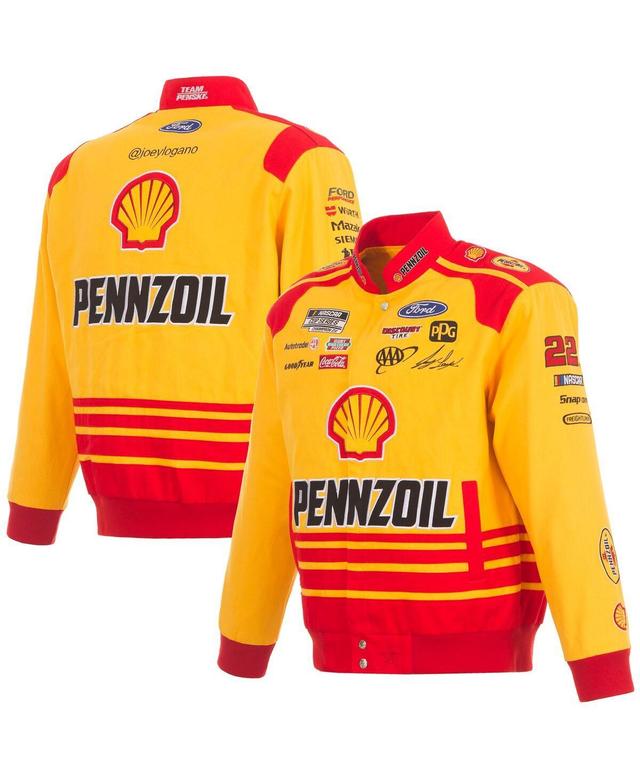 Jh Design Mens Yellow Joey Logano Shell Pennzoil Twill Driver Uniform Full-Snap Jacket Product Image