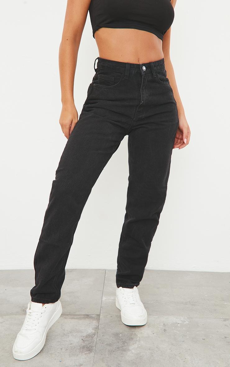 PRETTYLITTLETHING Black Mom Jeans Product Image