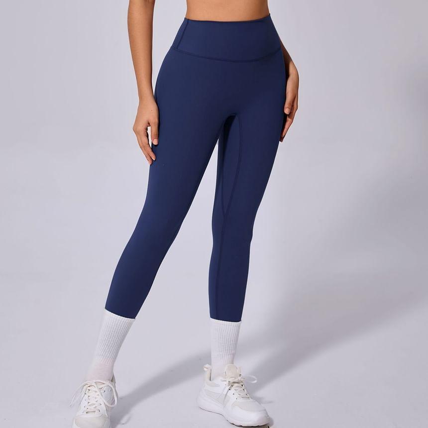 High Waist Plain Yoga Pants Product Image