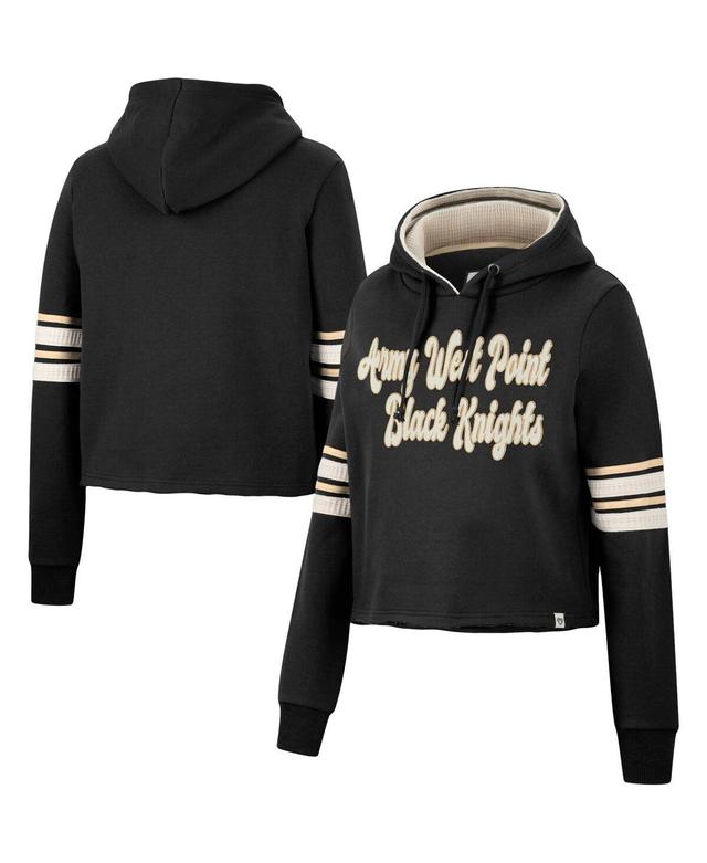 Womens Colosseum Black Army Black Knights Retro Cropped Pullover Hoodie Product Image