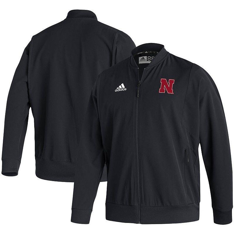 Mens adidas Nebraska Huskers 2021 Sideline Woven Primeblue Full-Zip Bomber Jacket Product Image