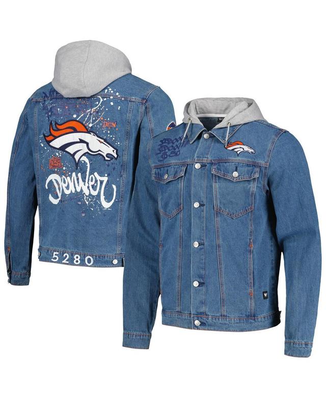 Mens The Wild Collective Denim Denver Broncos Hooded Full-Button Denim Jacket Product Image