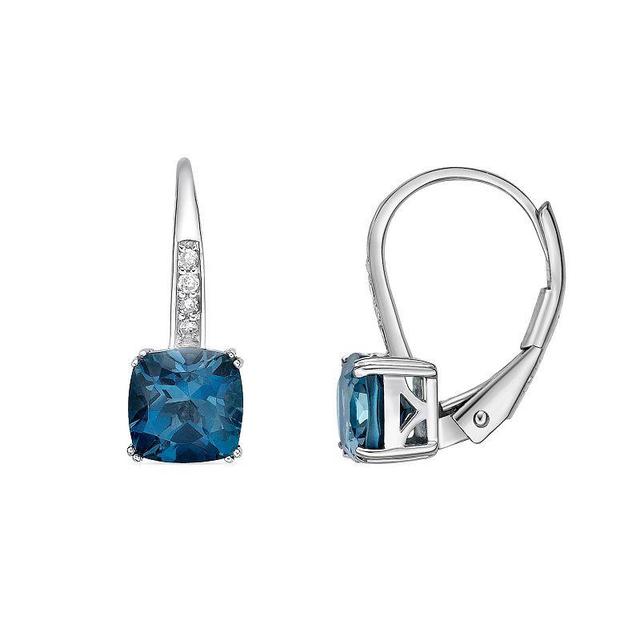 Gemminded 10k White Gold London Blue Topaz & Diamond Accent Earrings, Womens Product Image