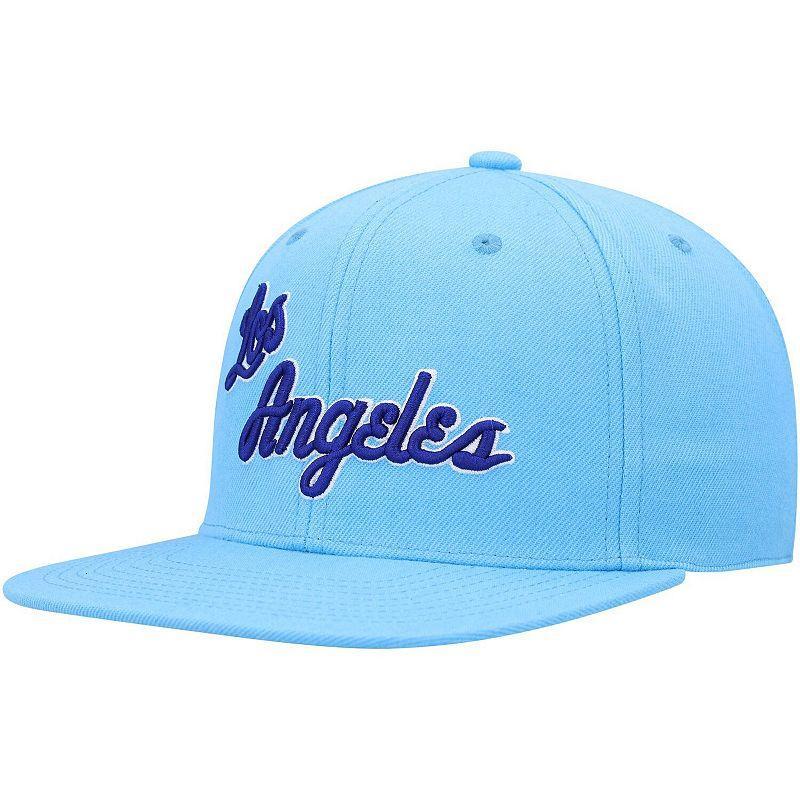 Mens Mitchell & Ness Powder Blue Los Angeles Lakers Hardwood Classics MVP Team Ground 2.0 Fitted Hat Product Image