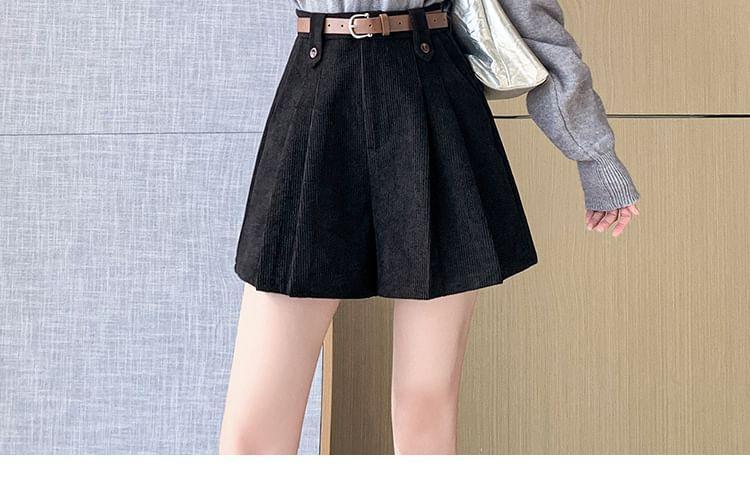 High Waist Corduroy Wide Leg Shorts Product Image