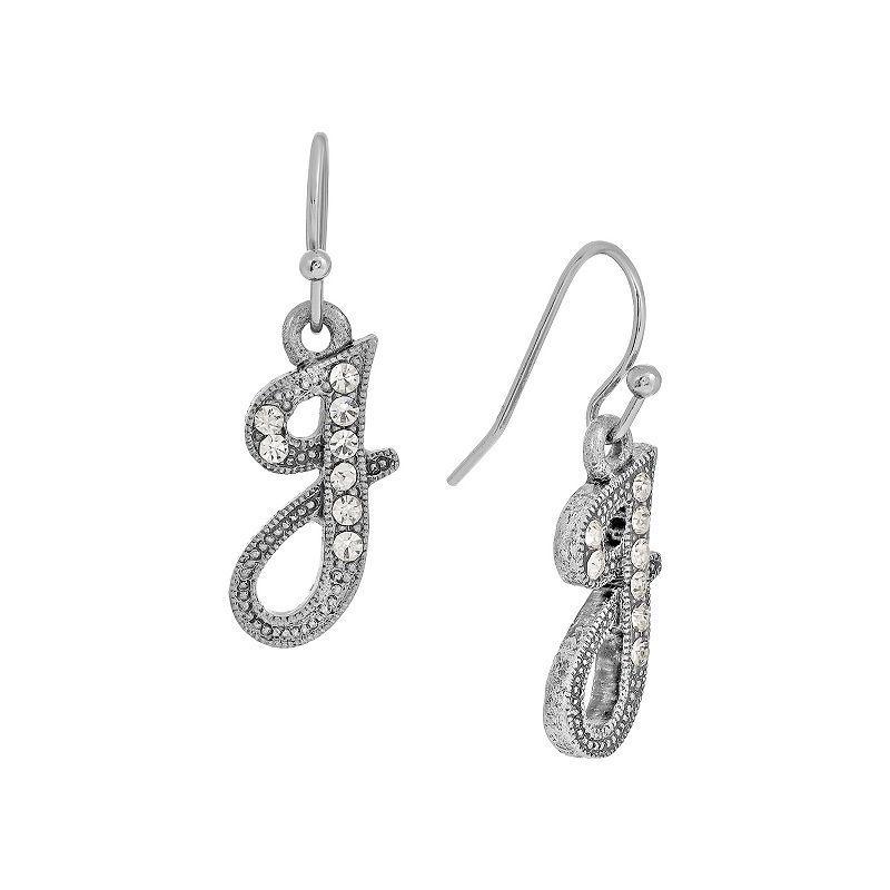 2028 Silver Tone Crystal Initial Wire Earring Product Image