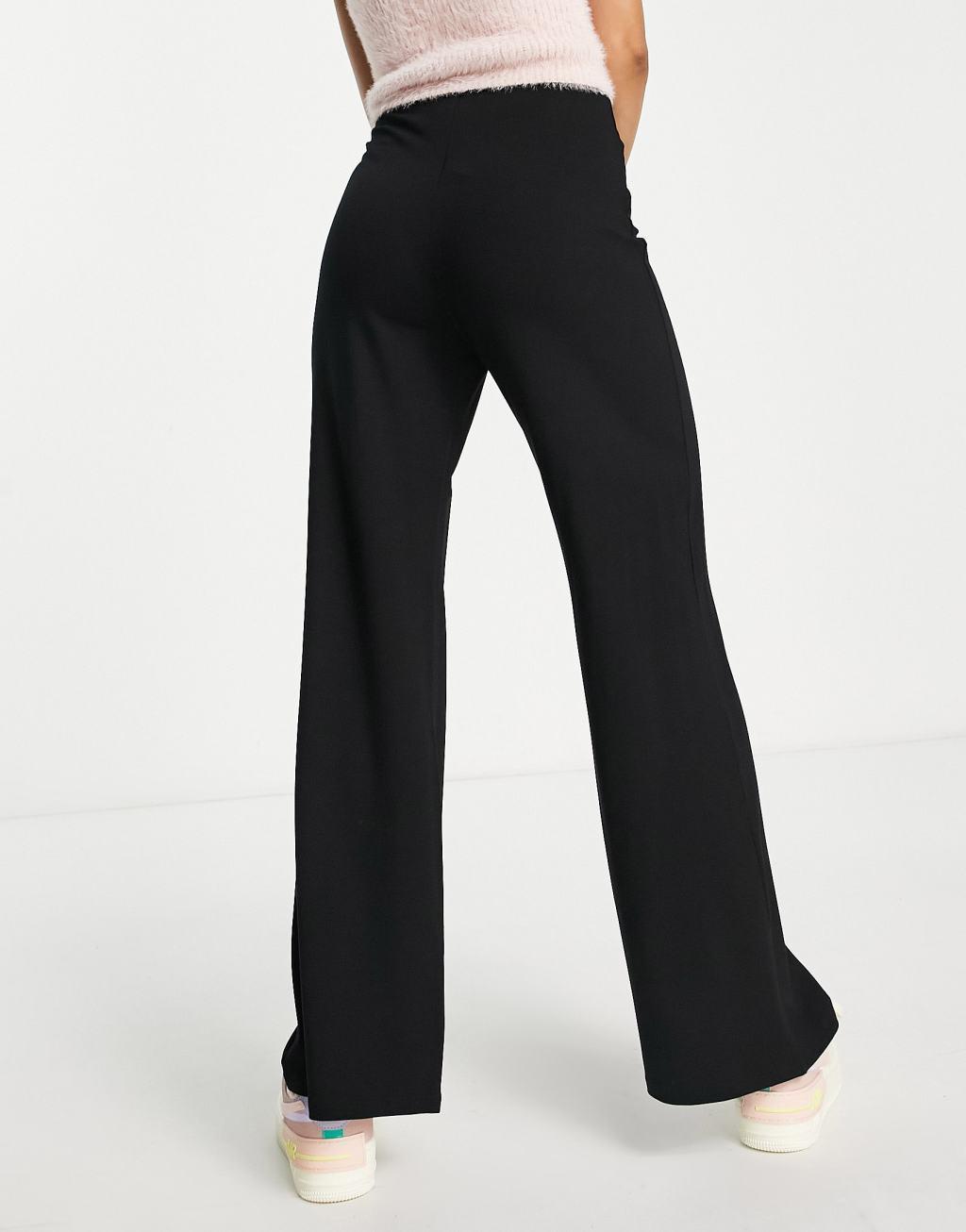 ASOS DESIGN Petite basic wide leg jersey pants Product Image