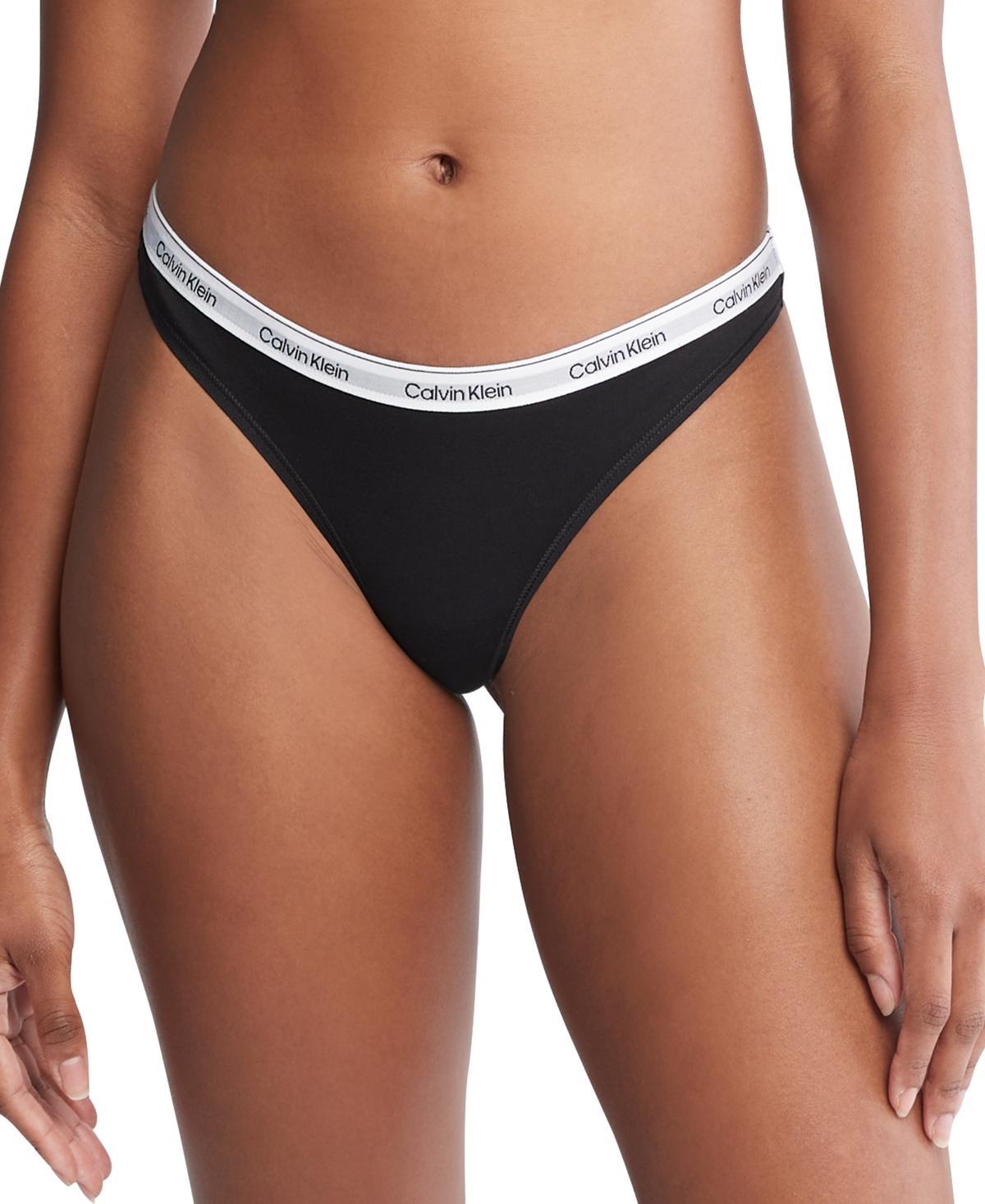 Calvin Klein Womens Modern Logo Low-Rise Thong Underwear QD5043 Product Image