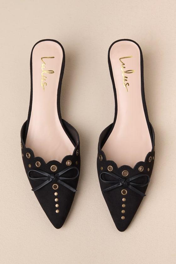 Cerine Black Suede Studded Pointed-Toe Mule Pumps product image