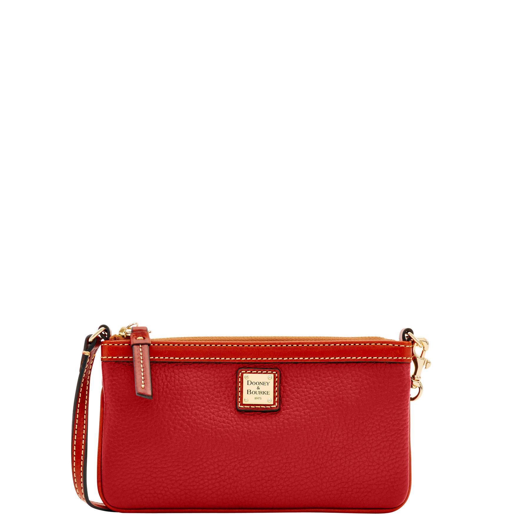 Dooney & Bourke Womens Pebble Grain Large Slim Leather Wristlet in Red Product Image