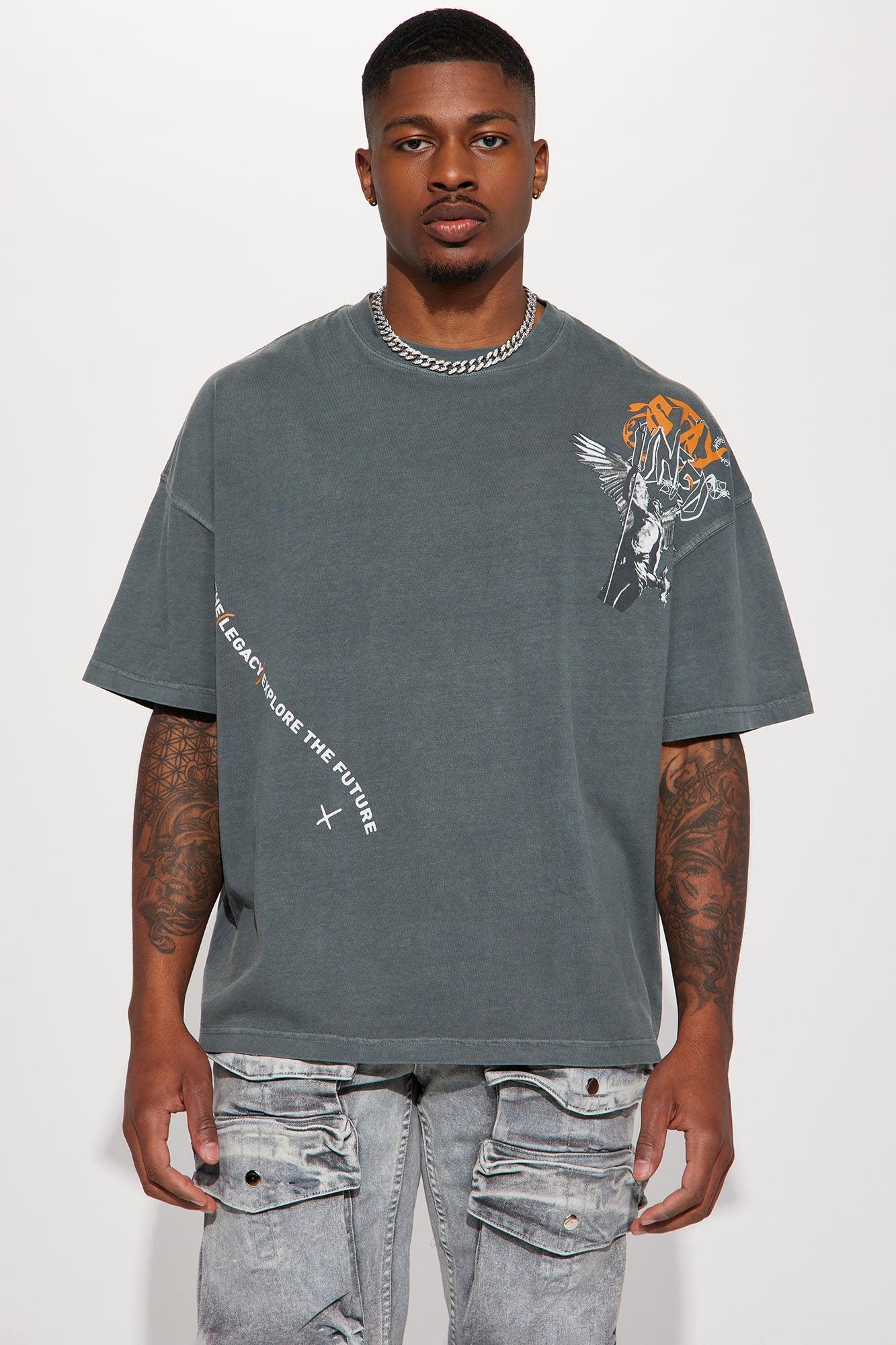 Stay United Oversized Short Sleeve Tee - Grey Product Image