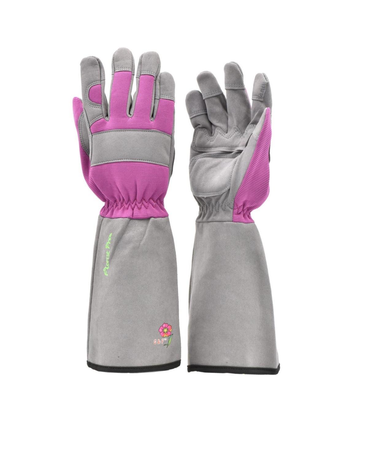 G & F Products Womens Long Sleeve Rose Gardening Gloves - Pink Product Image