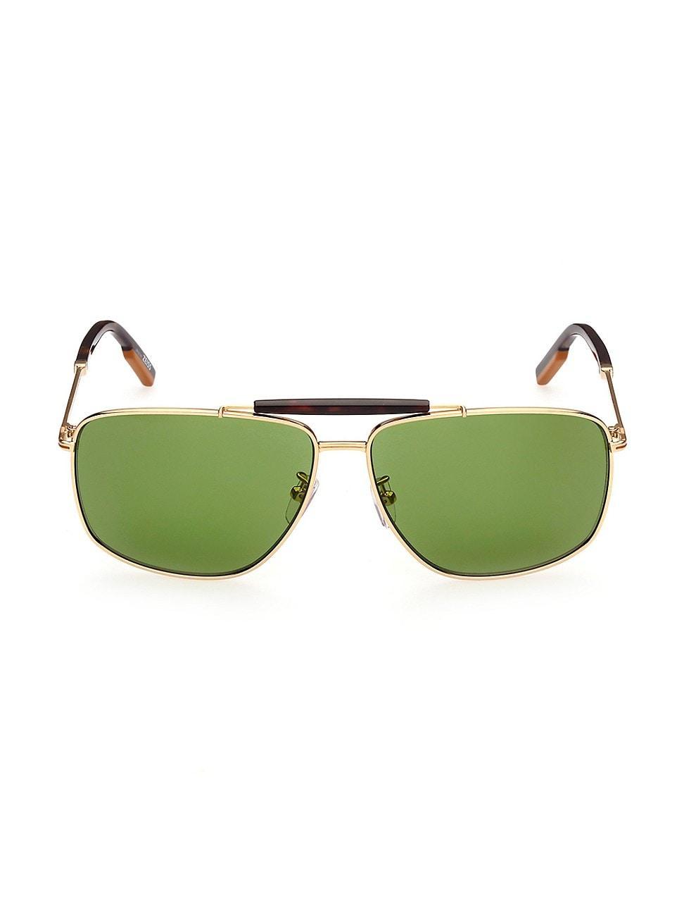 Mens 62MM Aviator Sunglasses - Yellow Product Image