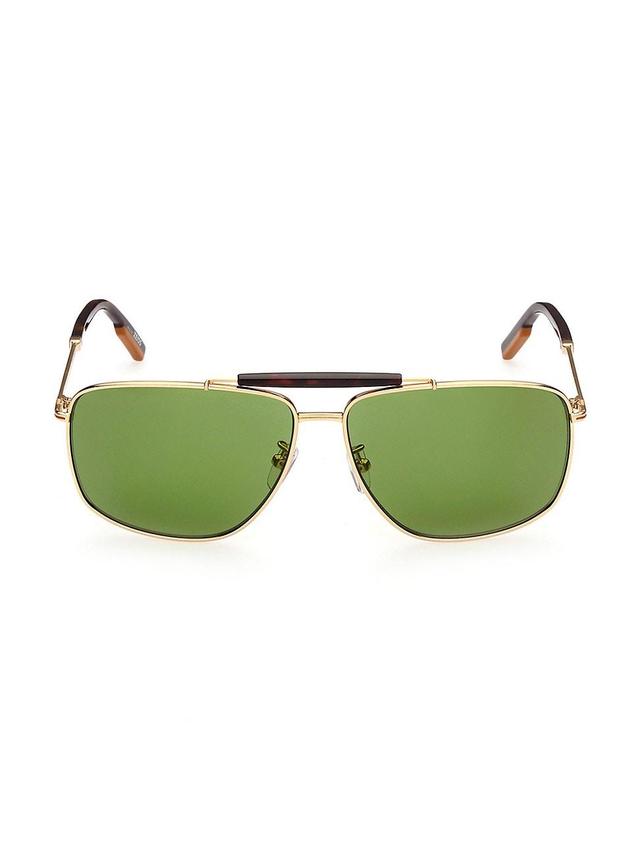 Mens 62MM Aviator Sunglasses - Yellow Product Image