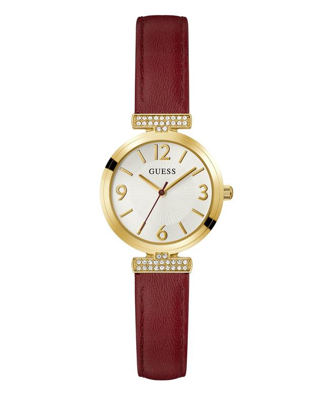 Guess Womens Analog Red Leather Watch 28mm Product Image