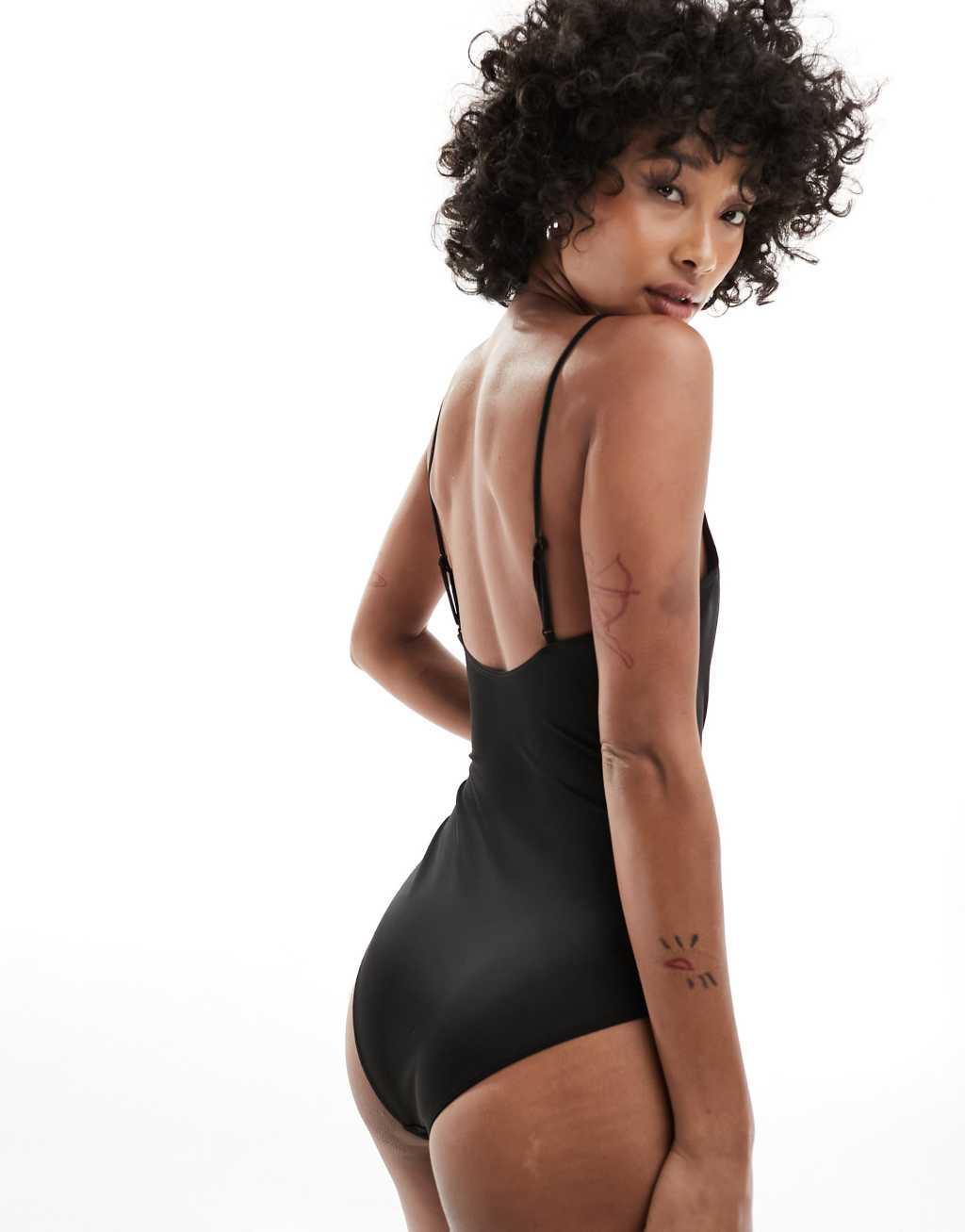 Monki swimsuit in black Product Image