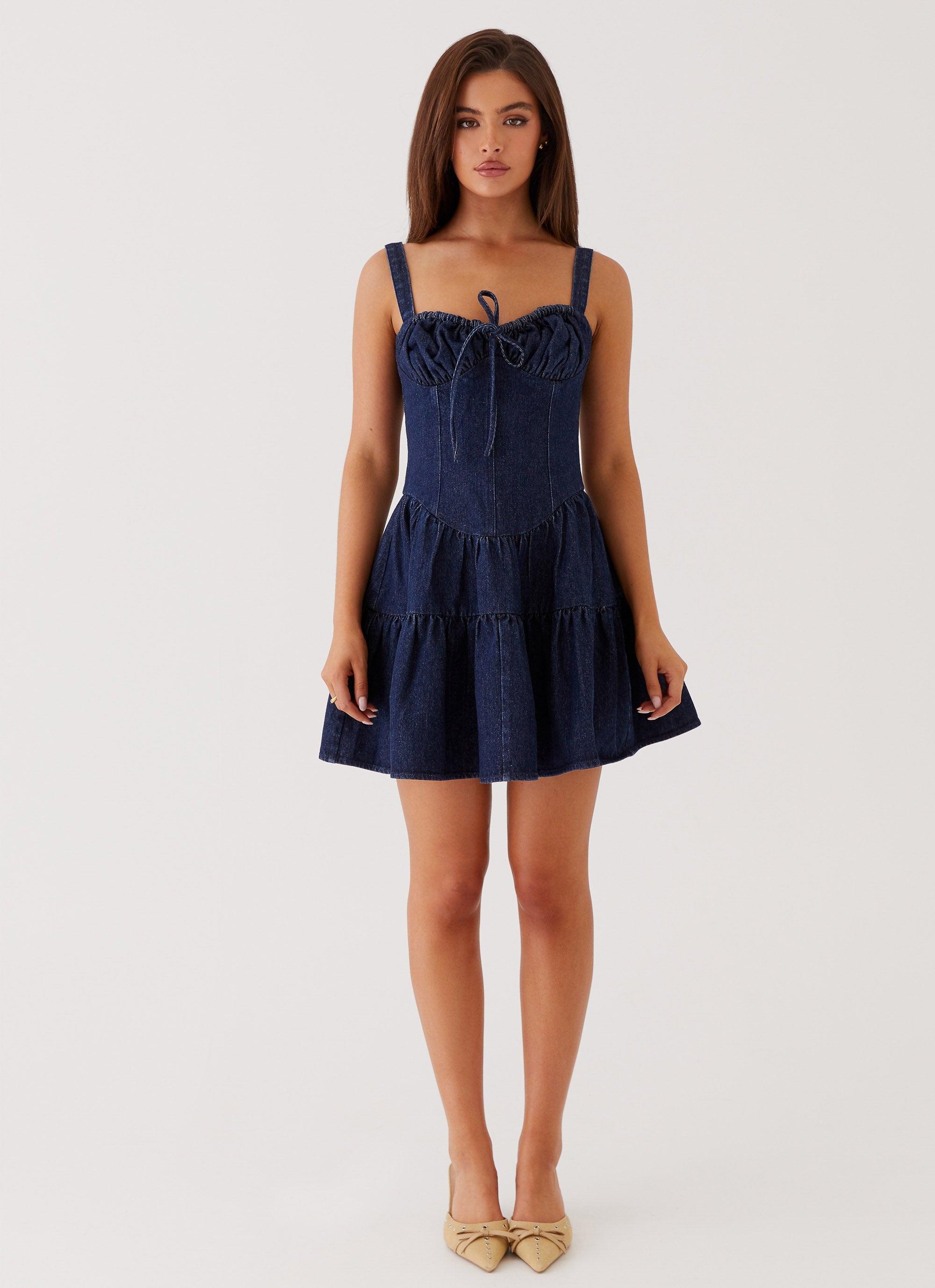 Lucie Denim Mini Dress - Indigo Product Image