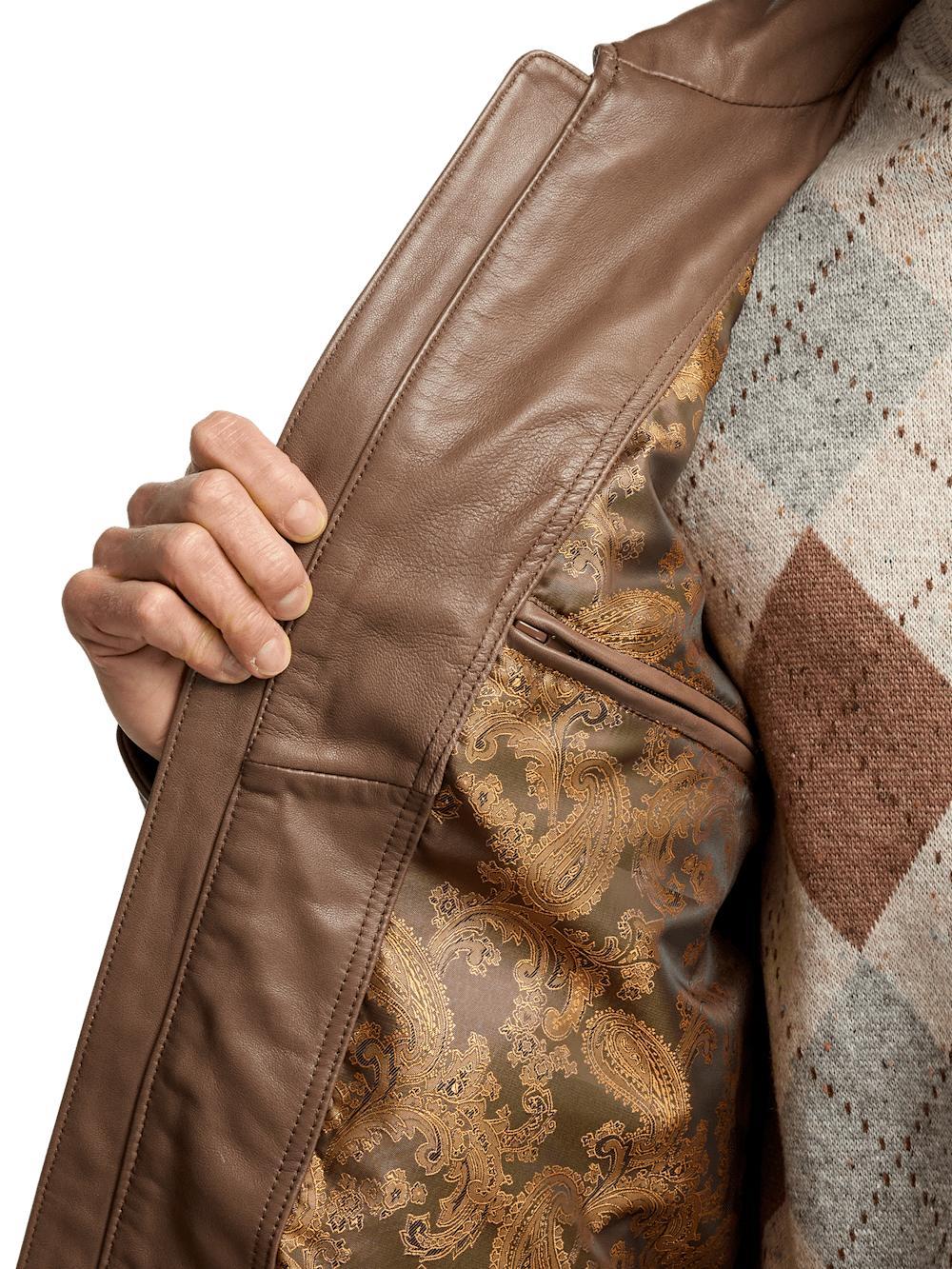 Leather Bomber Jacket - Brown Product Image