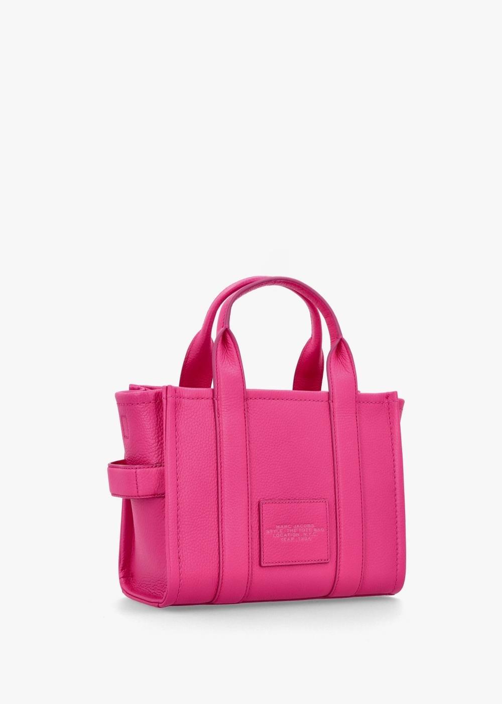 MARC JACOBS The Leather Small Hot Pink Tote Bag In Fuschia Patent Product Image