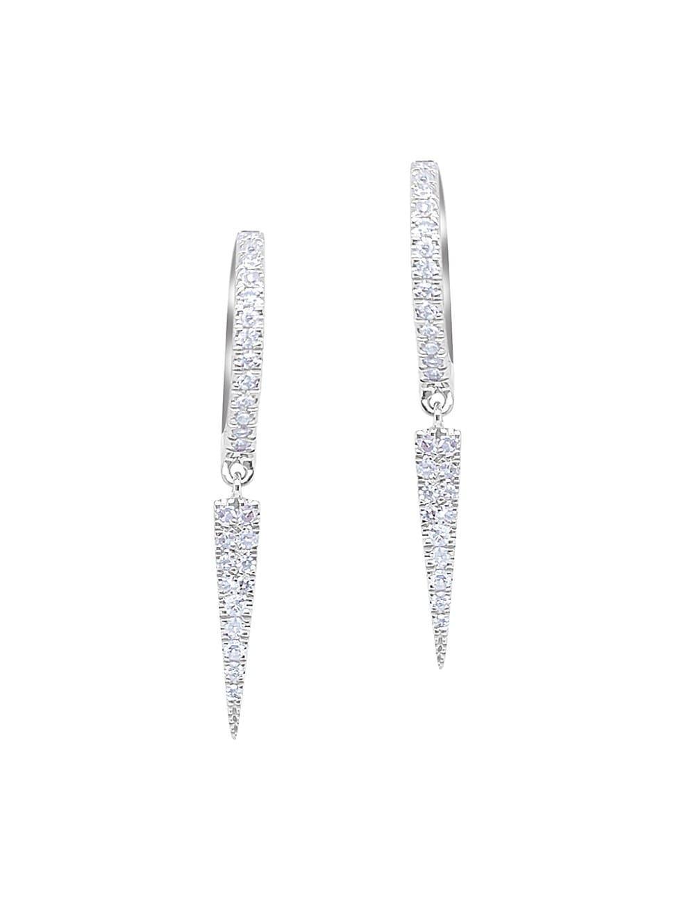 Womens 14K White Gold & 0.37 TCW Diamond Spike Drop Earrings Product Image