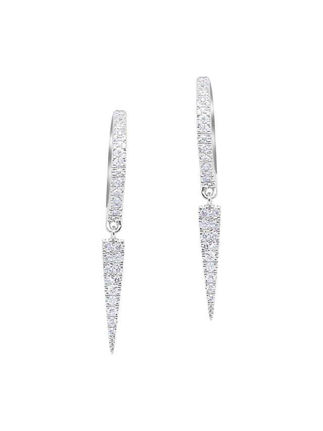 Womens 14K White Gold & 0.37 TCW Diamond Spike Drop Earrings Product Image