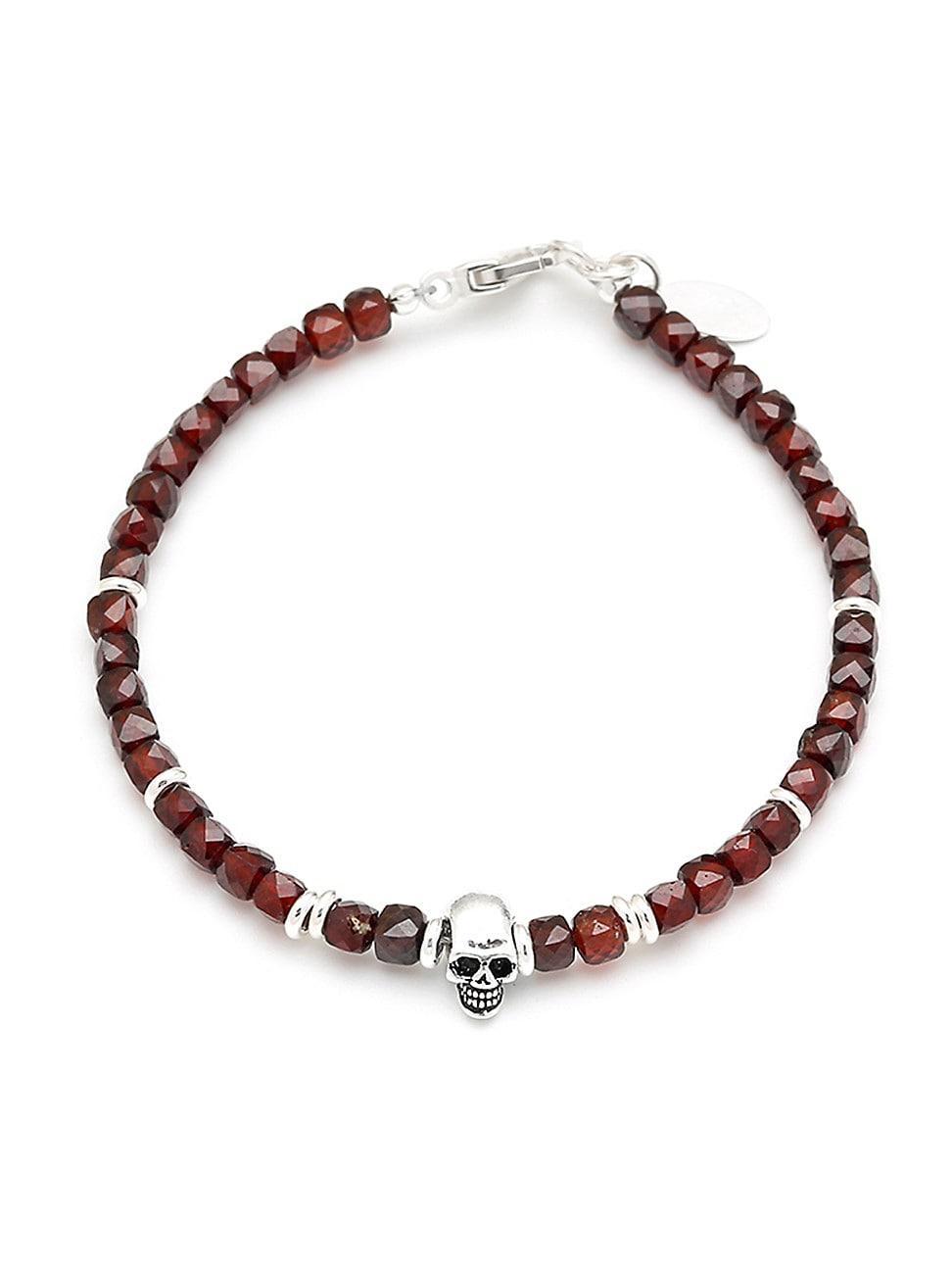 Mens Skull Gemstone Beaded Bracelet Product Image