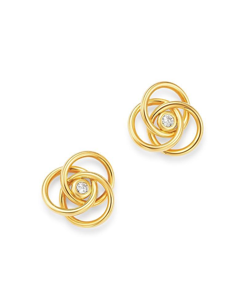 Saks Fifth Avenue Made in Italy Saks Fifth Avenue Women's 14K Yellow Gold Diamond Love Knot Earrings  - female - Size: one-size Product Image