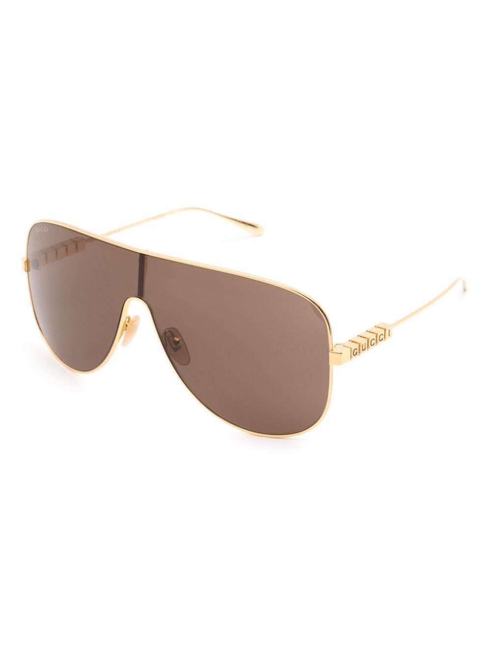 Lettering-detail Oversize-frame Sunglasses In Gold Product Image