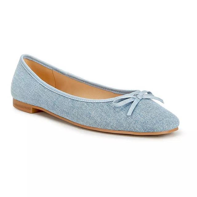 Rag & Co Vigilante Womens Bow Detail Denim Ballet Flats Blue Blue Product Image