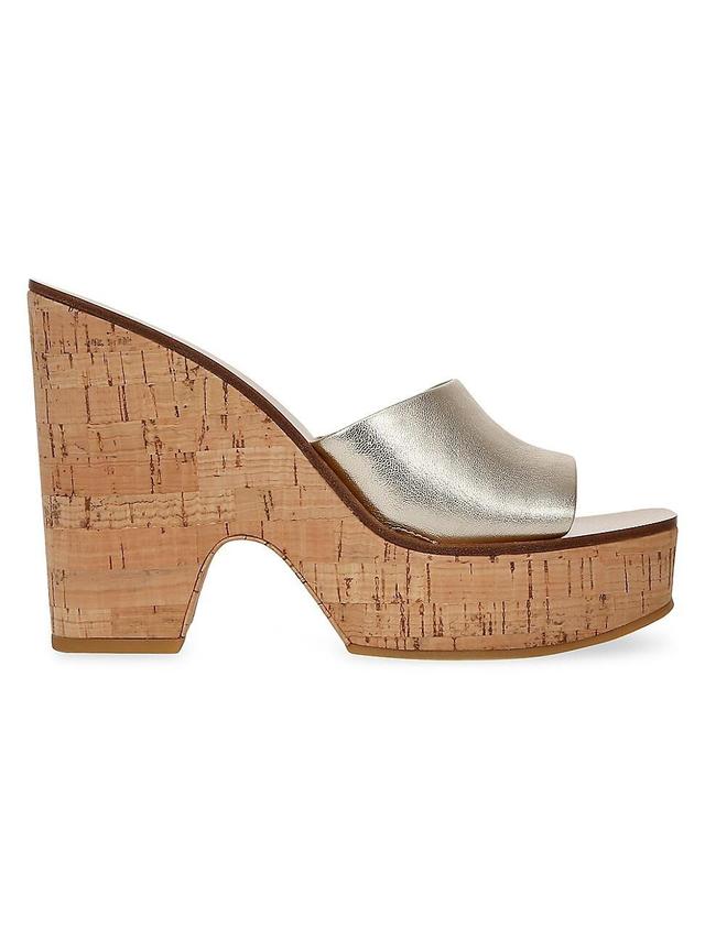 Paulita Metallic Cork Slide Sandals Product Image