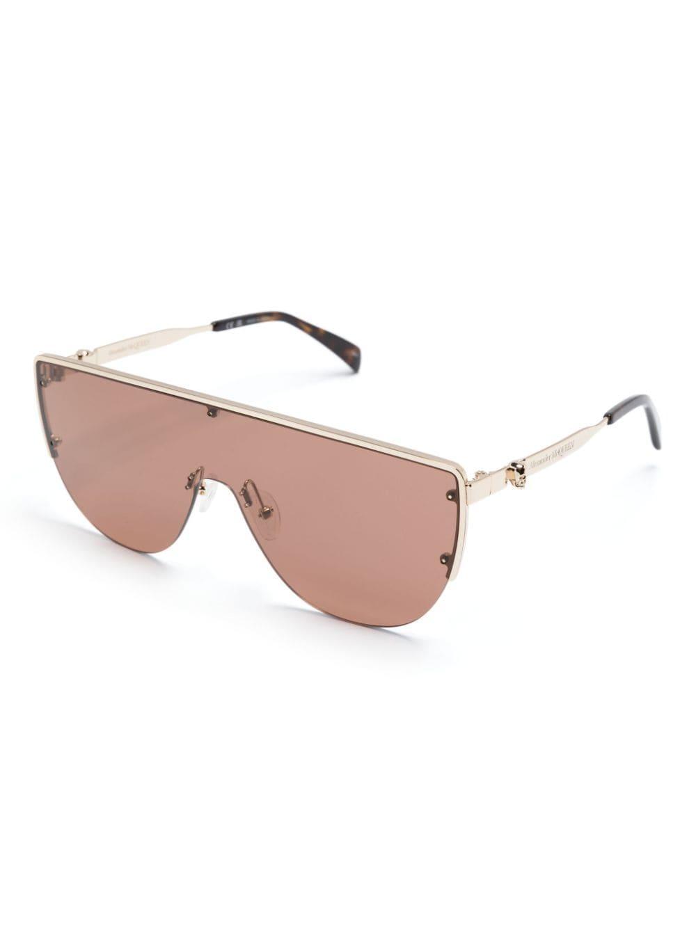 Skull-stud Shield-frame Sunglasses In Gold Product Image